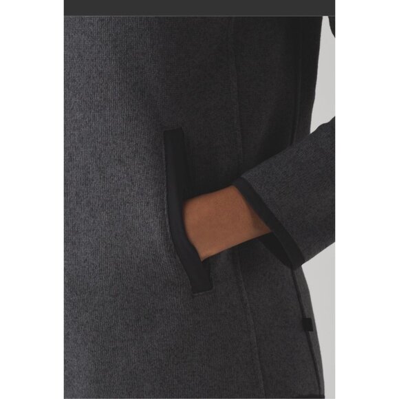 Lululemon Its Fleecing Cold Heathered Black 1/4 Zip Pullover Hoodie Sz 8 Pockets - Picture 5 of 9